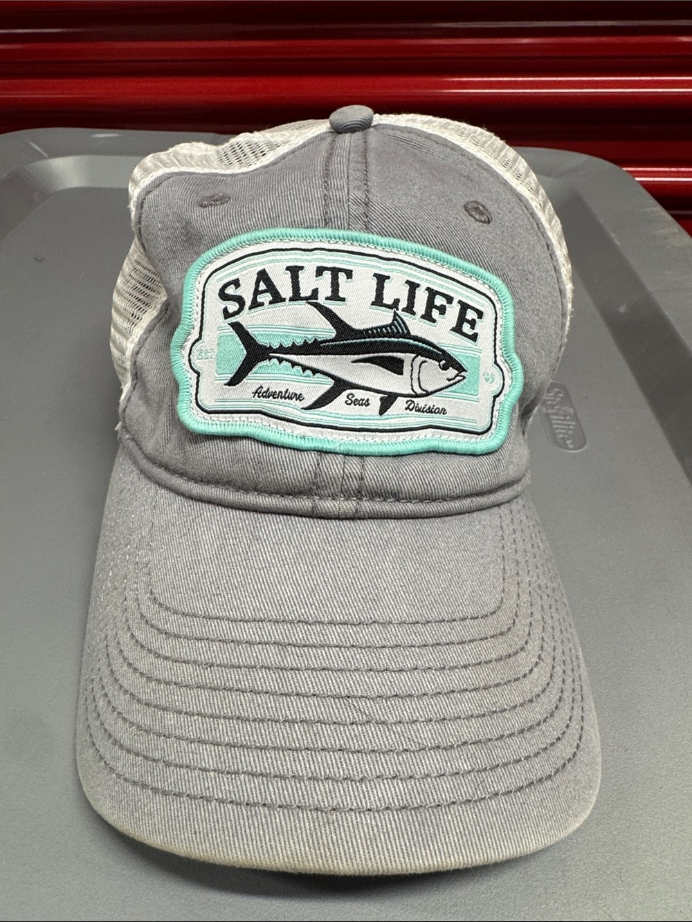 Salt Life Gray Trucker Cap with Mint Patch
